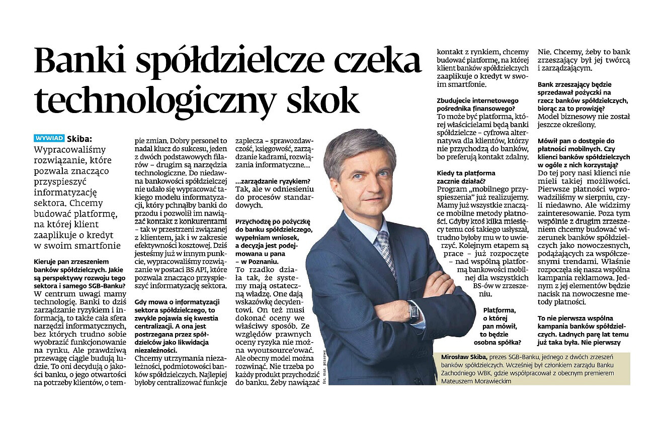 Wywiad z Prezesem SGB w Dzienniku Gazecie Prawnej - zdjęcie w treści aktualnosci